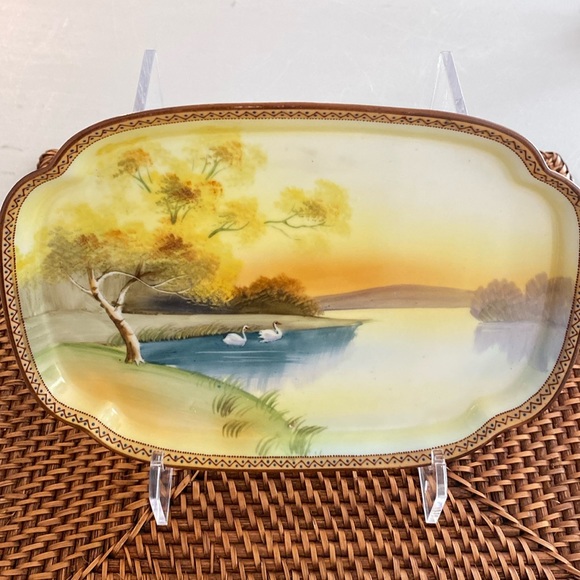 Vintage Nippon Hand Painted Plate With A Beautiful Scene - Picture 1 of 5